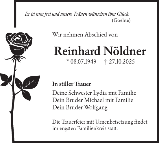 Traueranzeige von Reinhard Nöldner von Lausitzer Rundschau