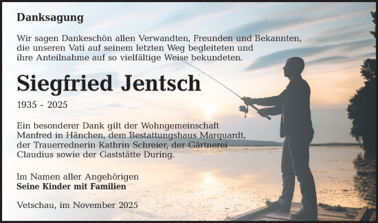 Traueranzeige von Siegfried Jentsch von Lausitzer Rundschau