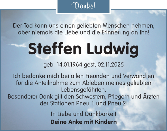 Traueranzeige von Steffen Ludwig von Lausitzer Rundschau