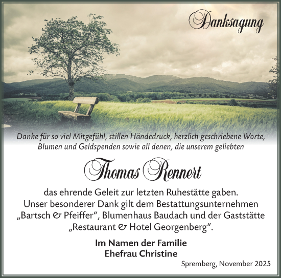 Traueranzeige von Thomas Rennert von Lausitzer Rundschau
