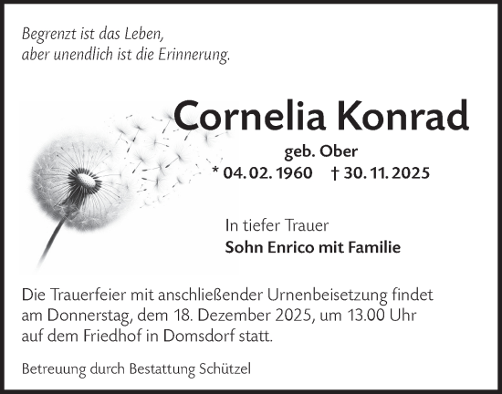 Traueranzeige von Cornelia Konrad von Lausitzer Rundschau