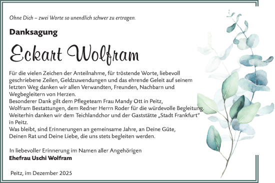 Traueranzeige von Eckart Wolfram von Lausitzer Rundschau