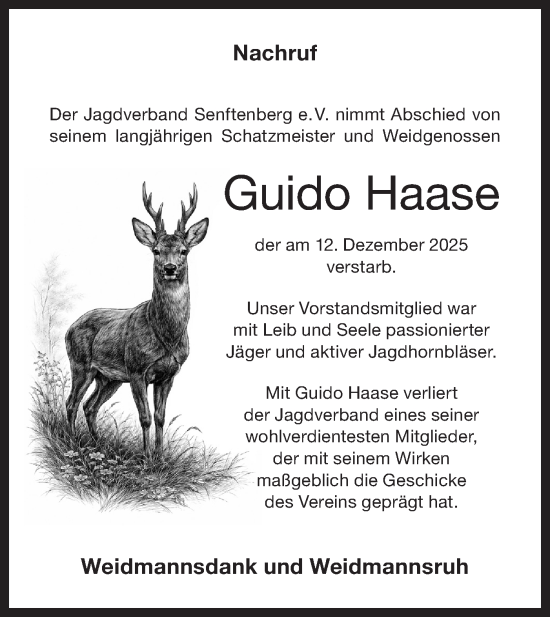 Traueranzeige von Guido Haase von Lausitzer Rundschau