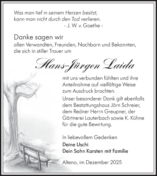 Traueranzeige von Hans-Jürgen Laida von Lausitzer Rundschau