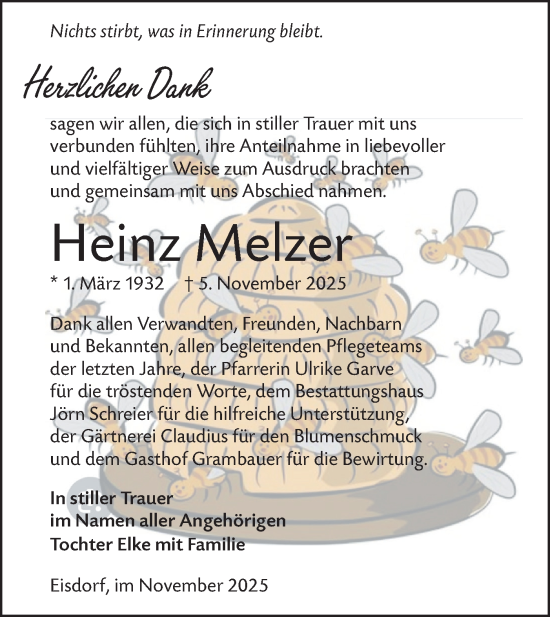 Traueranzeige von Heinz Melzer von Lausitzer Rundschau