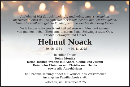 Traueranzeige von Helmut Noack von Lausitzer Rundschau