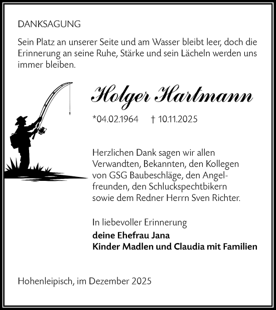 Traueranzeige von Holger Hartmann von Lausitzer Rundschau