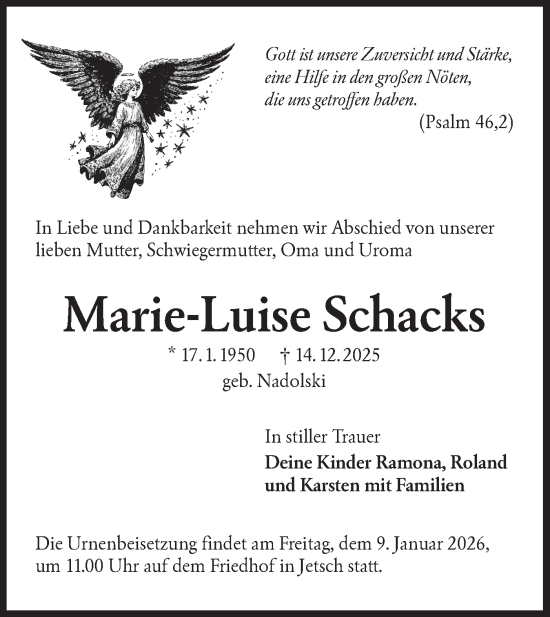 Traueranzeige von Marie-Luise Schacks von Lausitzer Rundschau