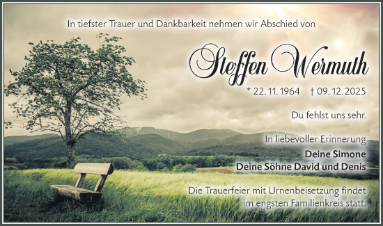 Traueranzeige von Steffen Wermuth von Lausitzer Rundschau