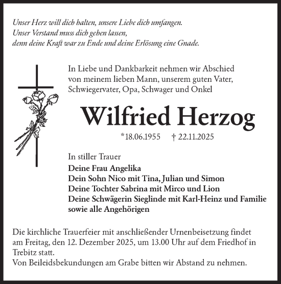 Traueranzeige von Wilfried Herzog von Lausitzer Rundschau