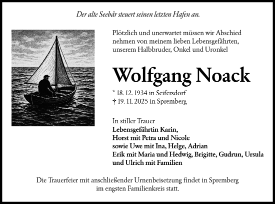 Traueranzeige von Wolfgang Noack von Lausitzer Rundschau