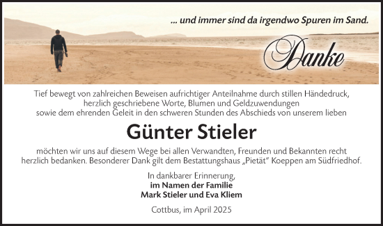 Traueranzeige von Günter Stieler von Lausitzer Rundschau