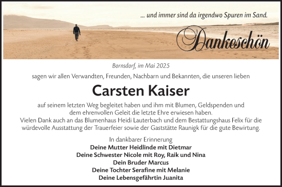 Traueranzeige von Carsten Kaiser von Lausitzer Rundschau