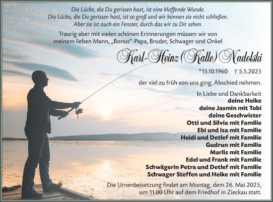 Traueranzeige von Karl-Heinz Nadolski von Lausitzer Rundschau