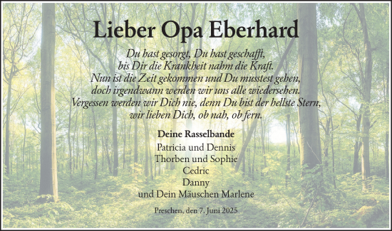 Traueranzeige von Eberhard  von Lausitzer Rundschau