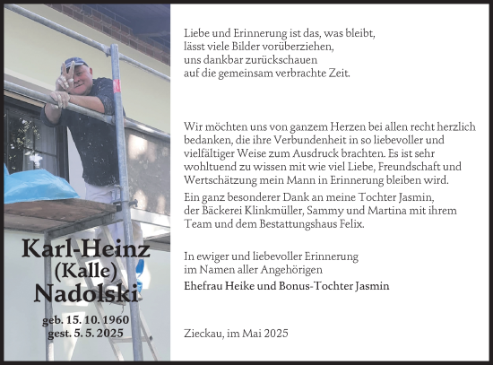 Traueranzeige von Karl-Heinz Nadolski von Lausitzer Rundschau