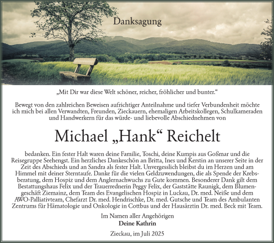 Traueranzeige von Michael Reichelt von Lausitzer Rundschau