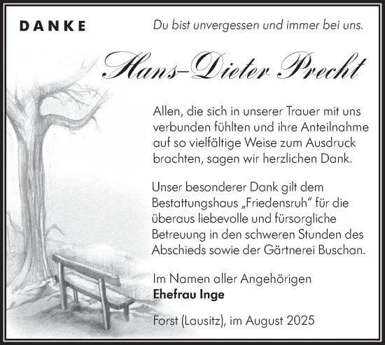 Traueranzeige von Hans-Dieter Precht von Lausitzer Rundschau