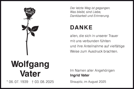 Traueranzeige von Wolfgang Vater von Lausitzer Rundschau