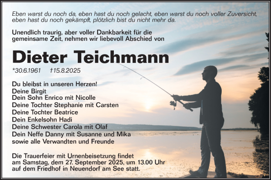 Traueranzeige von Dieter Teichmann von Lausitzer Rundschau
