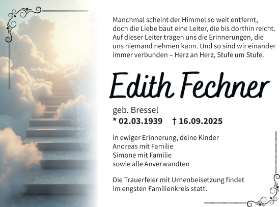 Traueranzeige von Edith Fechner von Lausitzer Rundschau