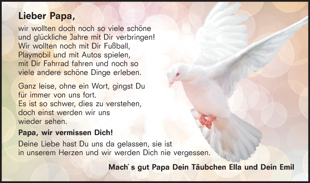  Traueranzeige für Papa  vom 27.09.2025 aus Lausitzer Rundschau