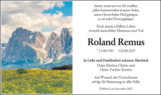 Traueranzeige von Roland Remus von Lausitzer Rundschau