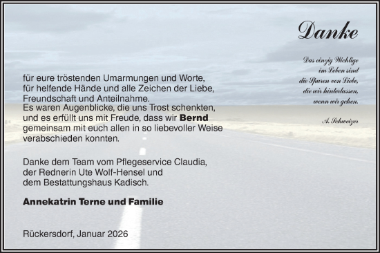 Traueranzeige von Bernd A. Schweizer von Lausitzer Rundschau