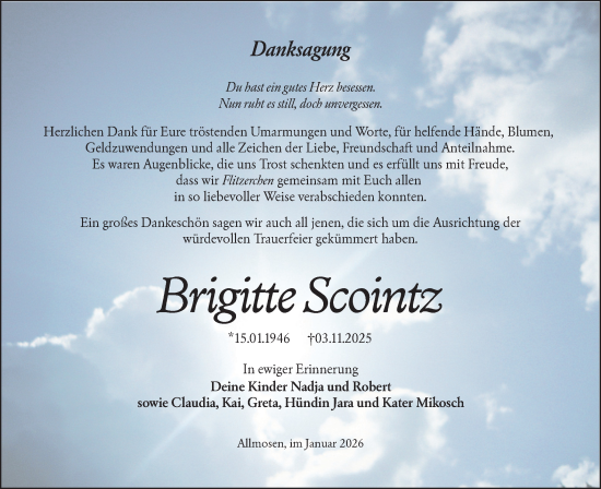 Traueranzeige von Brigitte Scointz von Lausitzer Rundschau