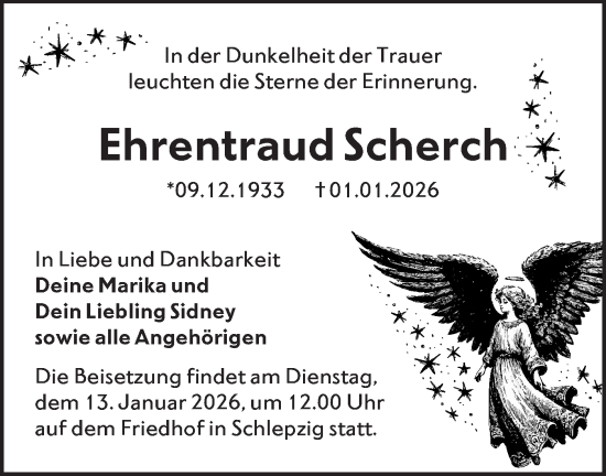 Traueranzeige von Ehrentraud Scherch von Ausg. LR Spreewald RS