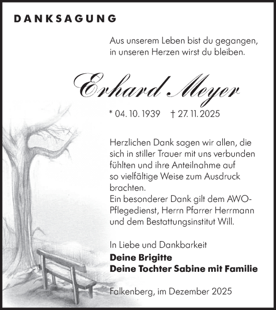 Traueranzeige von Erhard Meyer von Lausitzer Rundschau