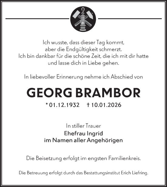Traueranzeige von Georg Brambor von Lausitzer Rundschau