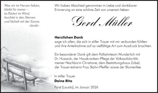 Traueranzeige von Gerd Müller von Lausitzer Rundschau