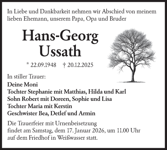 Traueranzeige von Hans-Georg Ussath von Lausitzer Rundschau