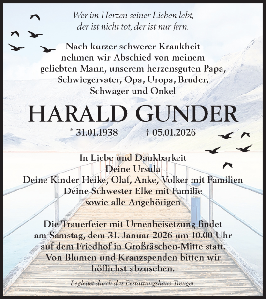 Traueranzeige von Harald Gunder von Lausitzer Rundschau