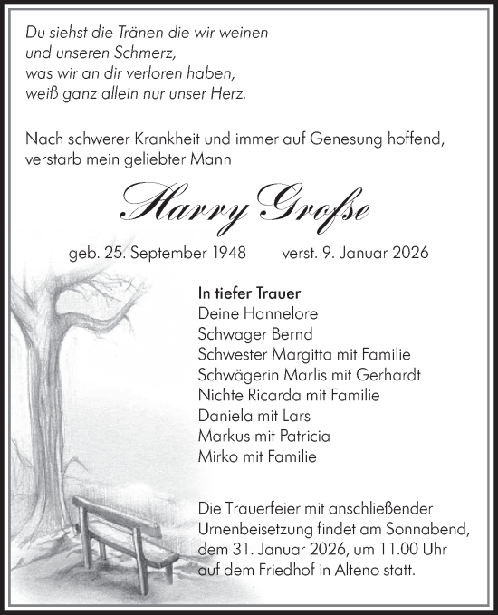Traueranzeige von Harry Große von Ausg. LR Spreewald RS