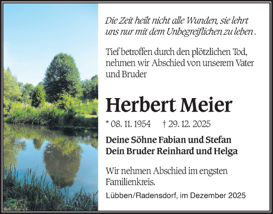 Traueranzeige von Herbert Meier von Ausg. LR Spreewald RS
