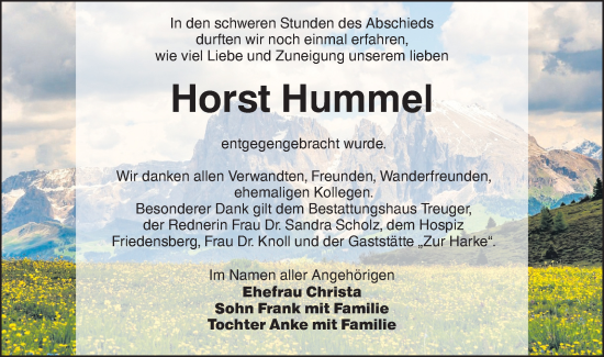 Traueranzeige von Horst Hummel von Lausitzer Rundschau