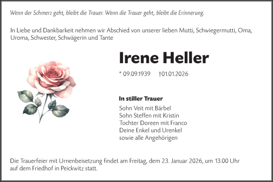 Traueranzeige von Irene Heller von Lausitzer Rundschau