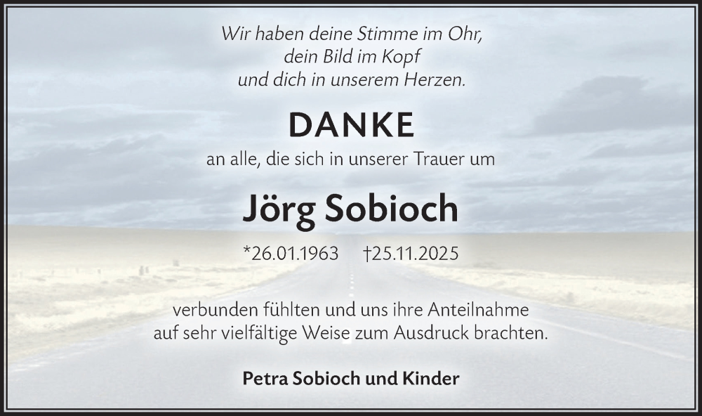  Traueranzeige für Jörg Sobioch vom 17.01.2026 aus Lausitzer Rundschau