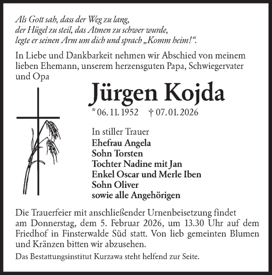 Traueranzeige von Jürgen Kojda von Lausitzer Rundschau
