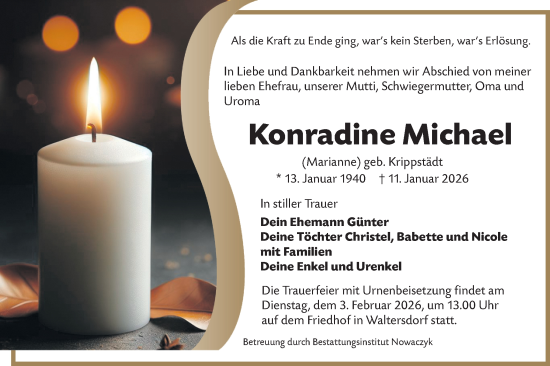 Traueranzeige von Konradine Michael von Ausg. LR Spreewald RS