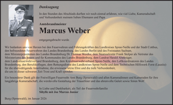 Traueranzeige von Marcus Weber von Lausitzer Rundschau