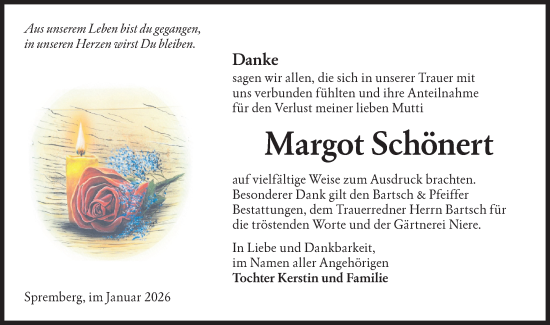 Traueranzeige von Margot Schönert von Lausitzer Rundschau