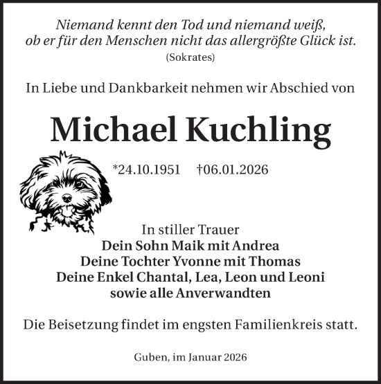 Traueranzeige von Michael Kuchling von Lausitzer Rundschau