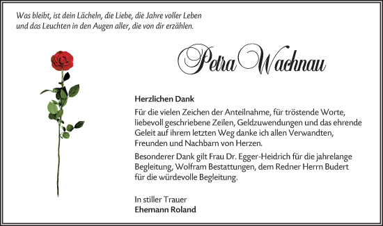 Traueranzeige von Petra Wachnau von Lausitzer Rundschau