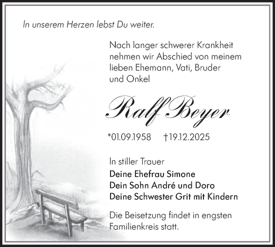 Traueranzeige von Ralf Beyer von Lausitzer Rundschau