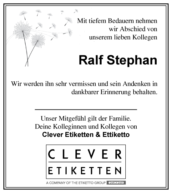 Traueranzeige von Ralf Stephan von Lausitzer Rundschau