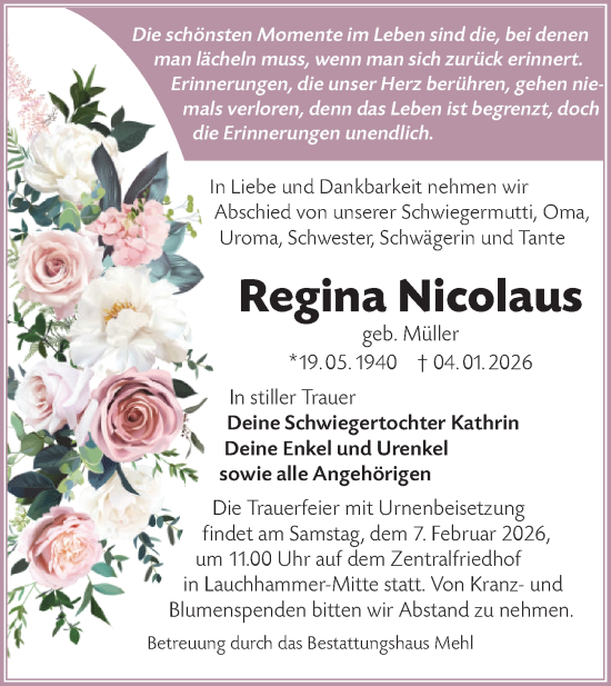 Traueranzeige von Regina Nicolaus von Lausitzer Rundschau