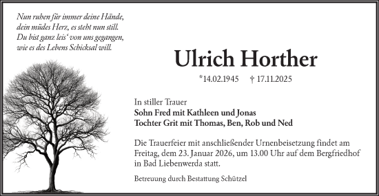 Traueranzeige von Ulrich Horther von Lausitzer Rundschau